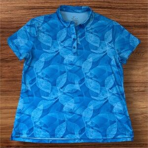 Nike Dri-Fit Women’s Blue Floral Pattern Golf Polo. Standard Fit. Size XL.